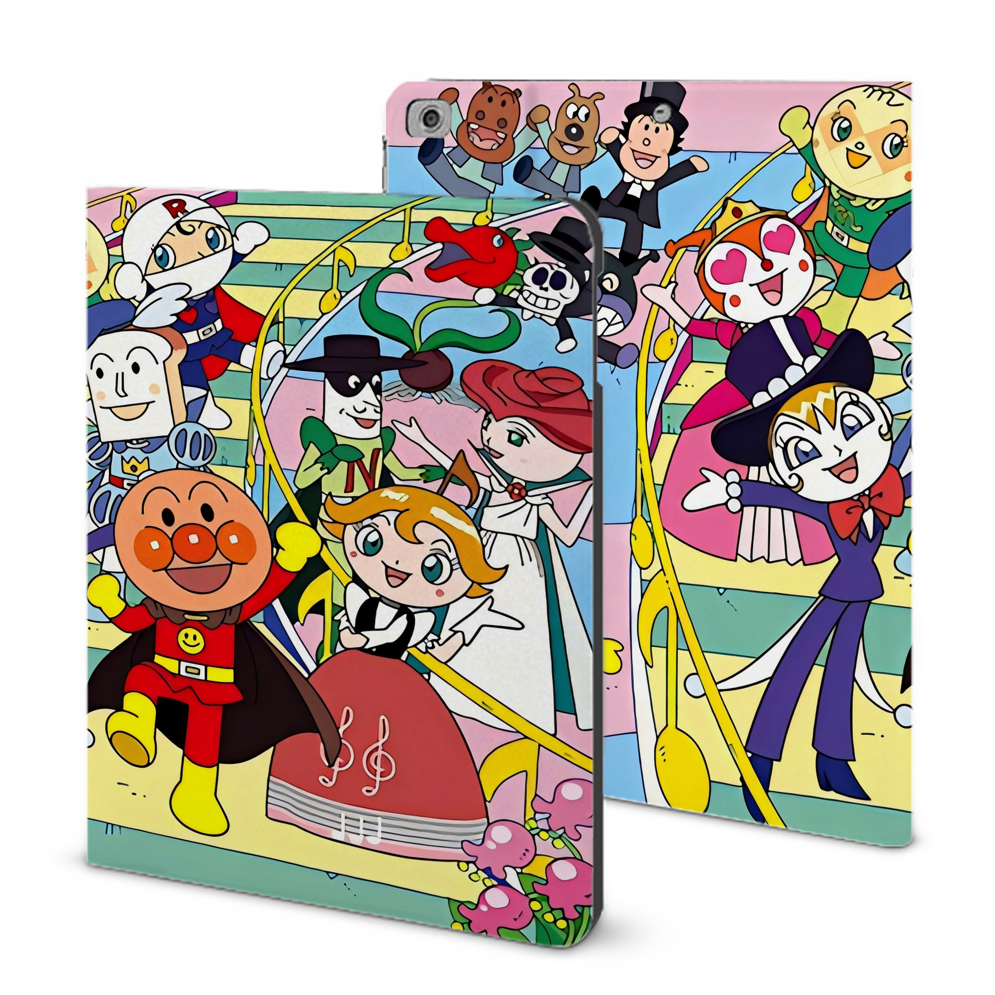 （画像用） アンパンマン Anpanman IPad ケース ブック型 PUレザー TPU 耐衝撃 軽量 薄型 ペン収納なし 全面保護 IPad 各モデル対応